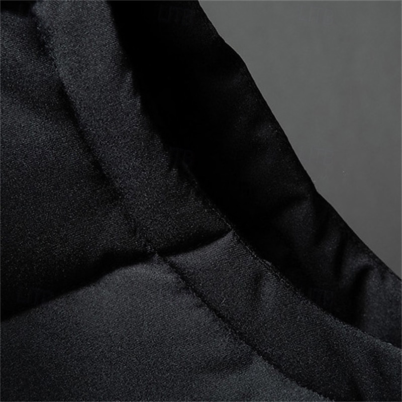 Herr Pufferväst Hoodie väst Vadderad Gilet Quiltad väst Dagligen Datum Semester Mode Ledigt Höst vinter Ficka Avtagbar huva Polyester Håller värmen Bekväm Ensfärgat Dragkedja Huva Normal Svart 2025 - $29.99 –P7