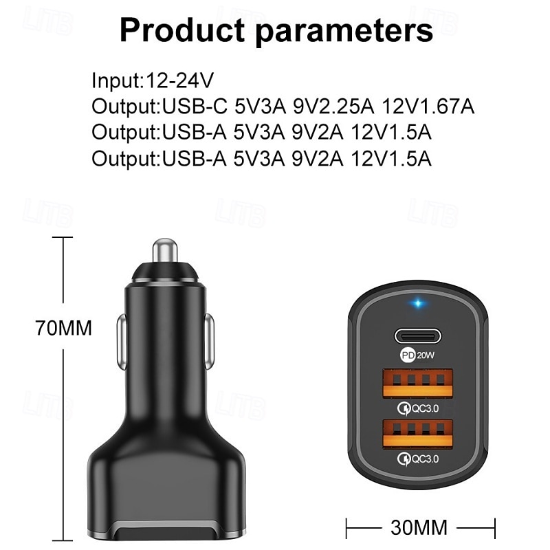 USB C Car Charger PD Car Charger Adapter 3 Ports Mini USB Car Charger 30W Fast Charging Car Adapter 2025 - $14.99 –P9