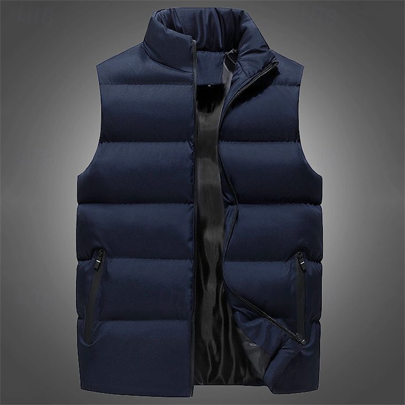 Herr Pufferväst Gilet Quiltad väst Semester Dagligen Datum Mode Ledigt Höst vinter Ficka Polyester Håller värmen Bekväm Ensfärgat Dragkedja Hög krage Normal Svart Vin Rubinrött Blå Väst 2025 - $23.99 –P7