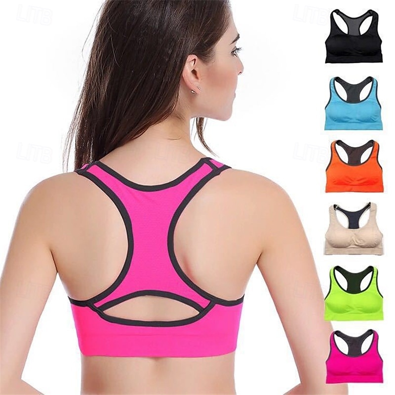 Per donna Supporto leggero Reggiseni sportivi Reggiseno da corsa Scollatura posteriore Buon top Imbottito Fitness Attività ricreative Corsa Traspirante Leggero Morbido Nero Blu Fuschia Tinta unita del 2025 a $12.99 –P7