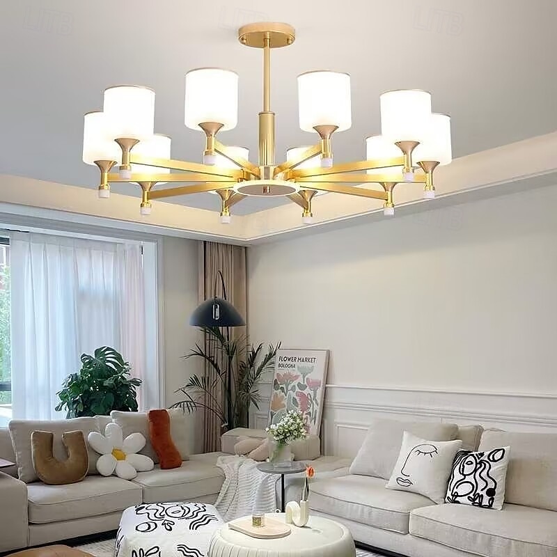 moderne lysekrone taklampe led pendellys moderne innfelt taklampe for spisestue stue svart gylden 6/8/10/15-lys 110-240v 2025 - $208.03 –P16