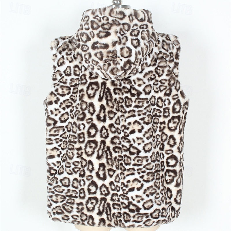 Men's Vest Faux Fur Gilet Daily Date Vacation Fashion Casual Fall & Winter Keep Warm Polyester Comfortable Leopard Print Cardigan Stand Collar Regular Fit White Yellow Brown Vest 2026 - $41.99 –P12