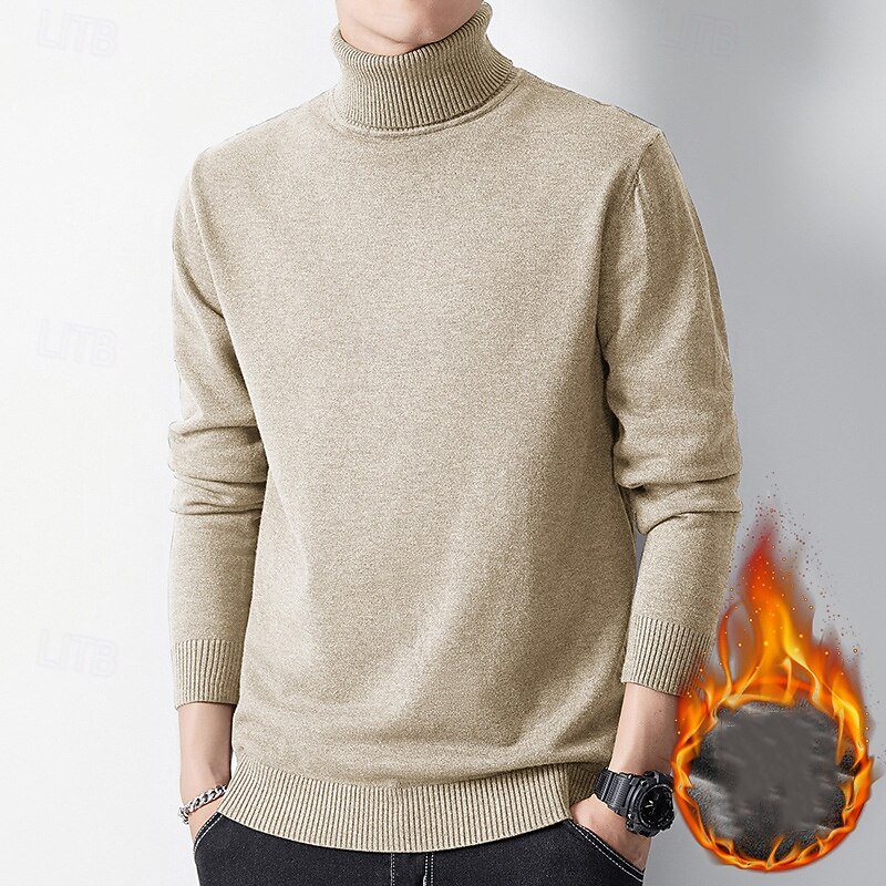 Herren Pullover Strickpullover Rollkragenpullover für Herren Gerippt Stricken Standard Strick Glatt Rollkragen Modisch Brautkleider schlicht Freizeitskleidung Verabredung Bekleidung Herbst Winter 2025 - $15.49 –P3