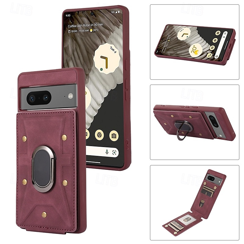 τηλέφωνο tok Για Pixel 7 Pixel 7 Pro Πίσω Κάλυμμα Βάση δαχτυλιδιών Ανθεκτική σε πτώσεις Ρετρό TPU PU δέρμα 2025 - $18.99 –P3
