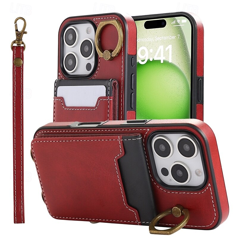 telefon Ügy Kompatibilitás iPhone 16 Pro Max Plus iPhone 15 Pro Max Plus iPhone 14 13 12 11 Pro Max Plus iPhone 14 Pro Max iPhone 13 12 11 Pro Max Fekete tok Állvánnyal Tartó gyűrű csuklópánttal Retro 2025 - $21.99 –P1