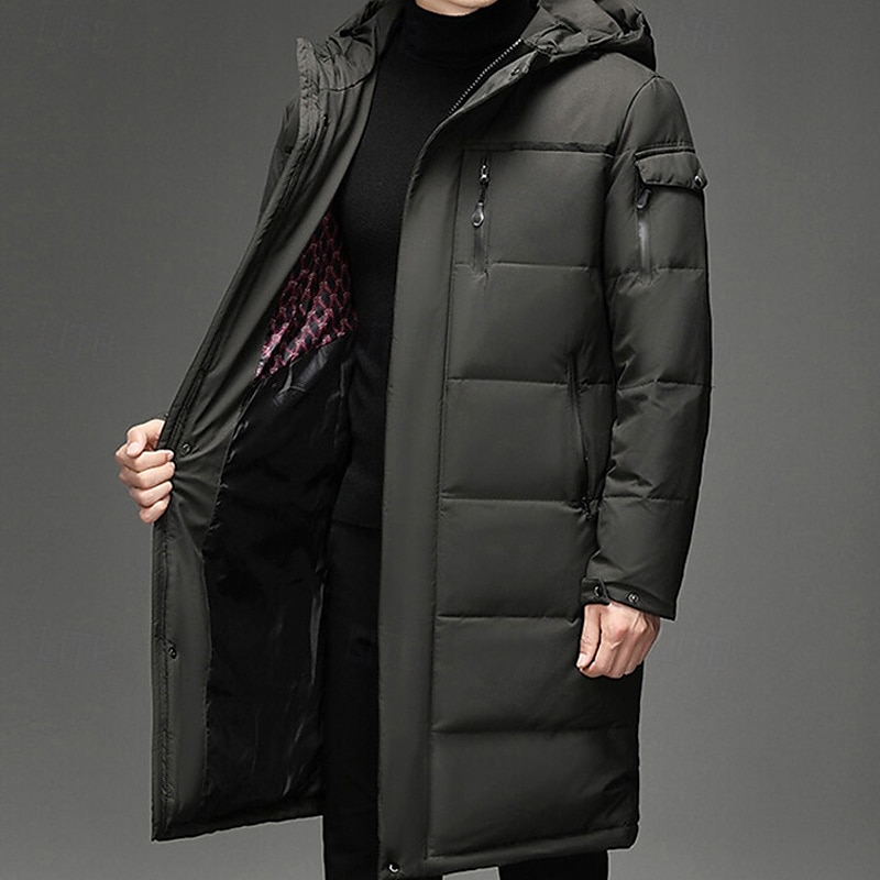 Herren Wintermantel Daunenjacke puffer jacket Gefütterte Jacke Tasche Weiße Entendaunen Urlaub Freizeitskleidung Verabredung Lang Modisch Brautkleider schlicht Komfortabel warm Herbst Winter Solide 2025 - $63.99 –P3
