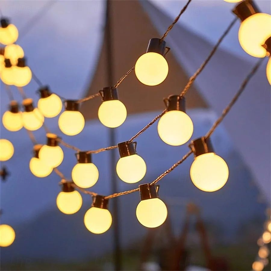 solenergi utendørs vanntette g50 pære lysstreng 5m 7m perfekt for jul, bakgård utendørs terrasse camping atmosfære dekorasjon 2025 - $65.99 –P5