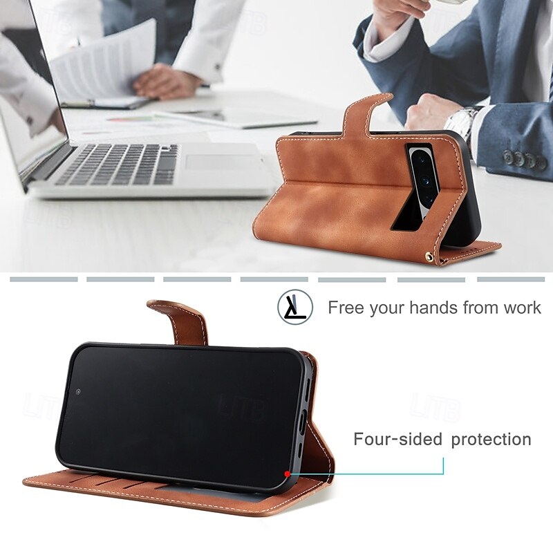 Phone Case For Pixel 8 Pro Pixel 8 Pixel 7 Pixel 7 Pro Flip Cover with Stand Holder Magnetic with Wrist Strap Retro TPU PU Leather 2025 - $14.99 –P2