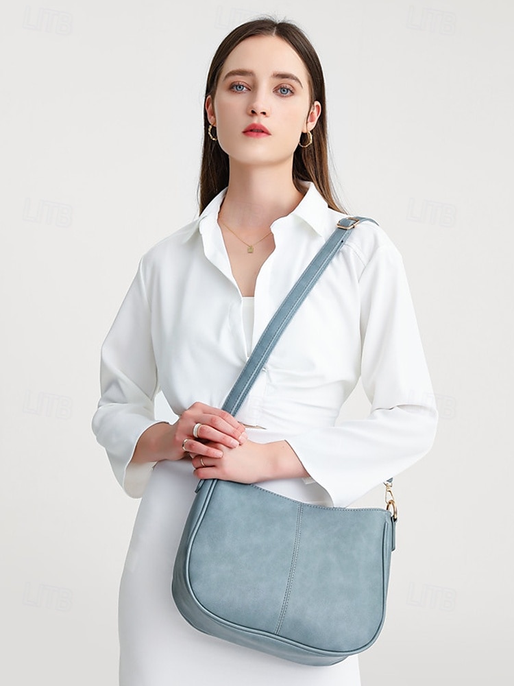 bolsa de ombro feminina marrom de couro sintético com alça de corrente dourada – bolsa tiracolo casual estilosa para o dia a dia e para o trabalho de 2025 por $32.99 –P1