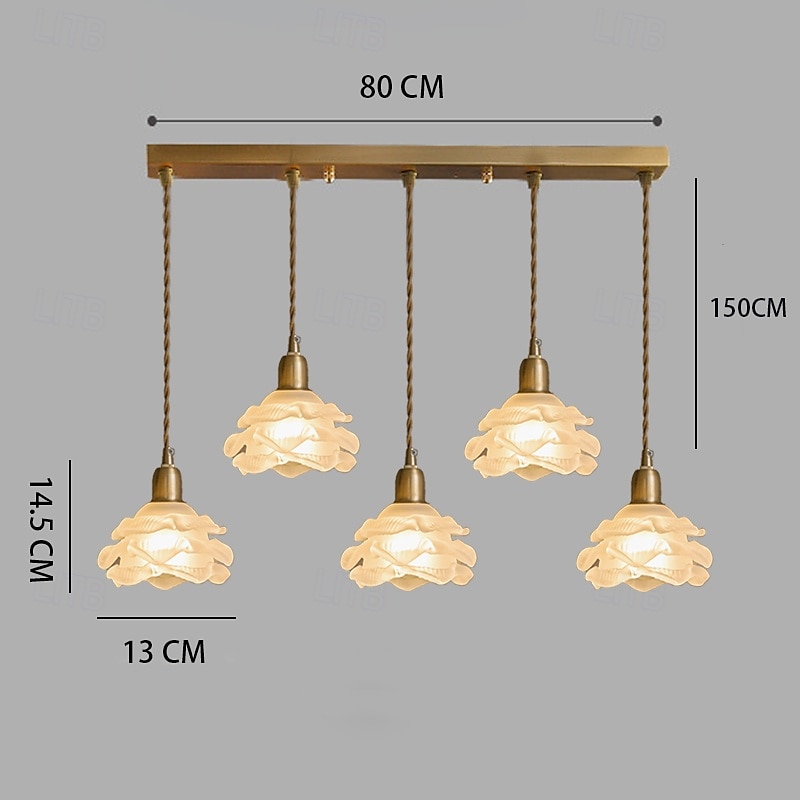oświetlenie sufitowe retro kwiat styl szklany wiszący klosz lampy biały szklany minimalistyczny kwiat sufit wiszący lampa oprawa 2025 - $67.99 –P3