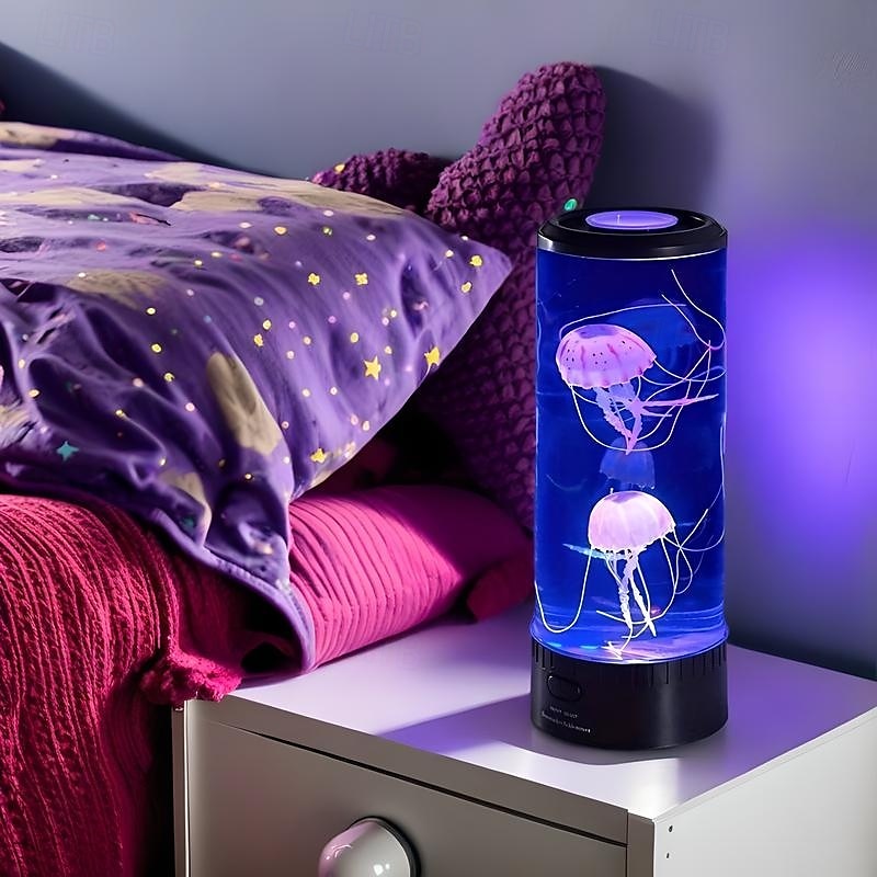 Lámpara de lava de medusas, lámpara de estado de ánimo que cambia de 7 colores con pecera artificial en movimiento para salas sensoriales y decoración del hogar 2025 - $29.99 –P10