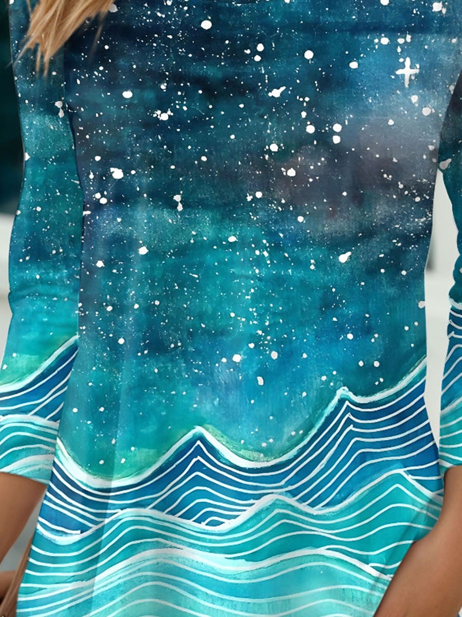 Per donna Maglietta Ombre Casual Manica Lunga Girocollo Top Regolari Quotidiano Stampato Blu Primavera Autunno del 2025 a $22.99 –P3