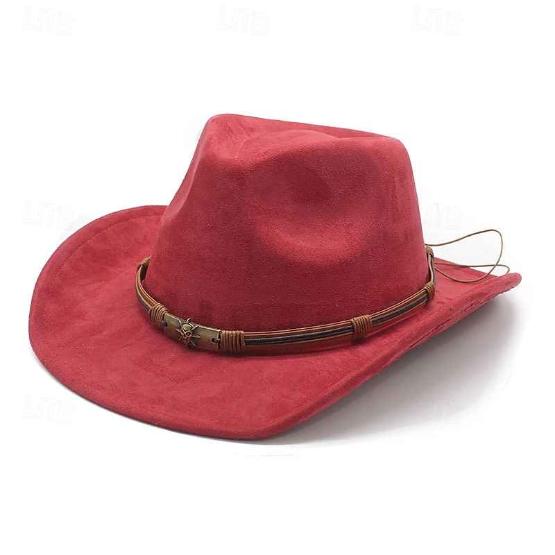 Men's Kentucky Derby Hat Sun Hat Cowboy Hat Fedora Trilby Hat Black Red Polyester Vintage Style Fashion 18th Century State of Texas Daily Theme Party Solid / Plain Color Sunscreen Cosplay 2025 - $18.99 –P8