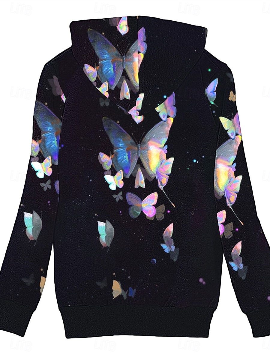 Femme Veste Polaire Manteau en peluche Veste à capuche Chaud Respirable Zippé Poche Doublé en Polaire Décontractées Papillon Vacances Plein Air Usage quotidien Sortie fermeture Éclair Normal Sweat de 2025 ? $32.99 –P5