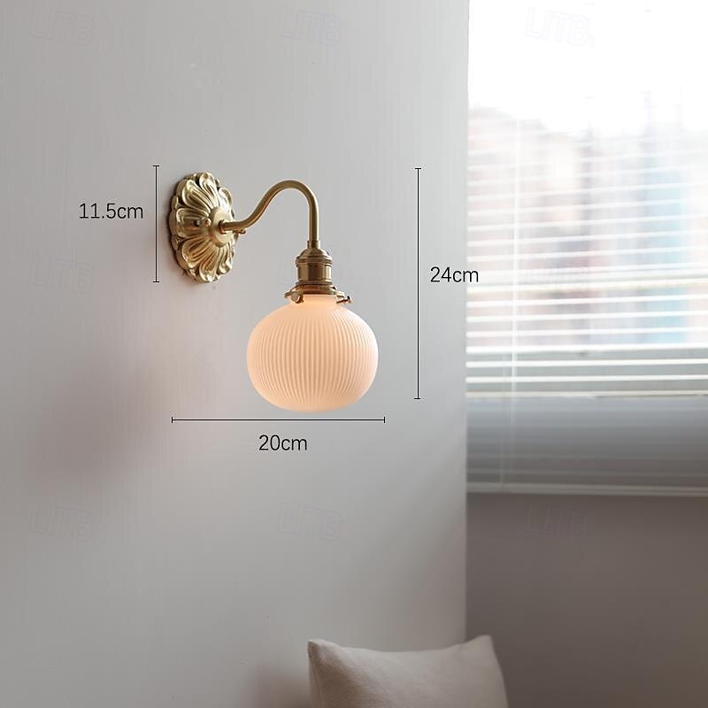 Ribbed Ceramic Ball Shaped Wall Light with Brushed Brass Carved Flower Lamp Fixture Nordic Modern LED Wall Lamp 85-265V 2025 - $109.99 –P5