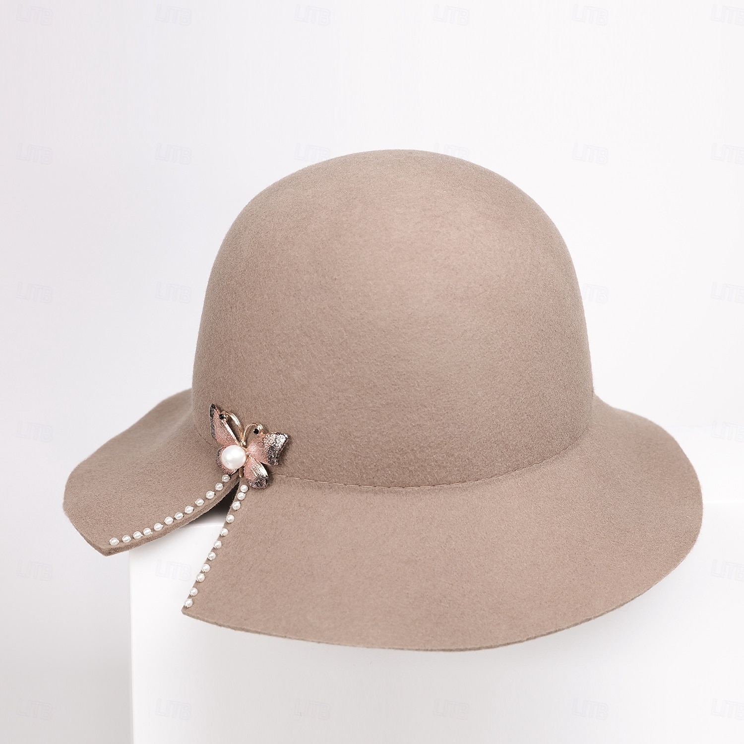 klobouky 100% vlna buřinka / cloche klobouk kbelík klobouk fedora klobouk svatební čajový dýchánek elegantní britský s umělou perlou čepice pokrývka hlavy 2025 - $30.99 –P15