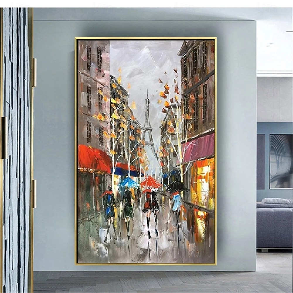 bymaling håndmalt gatelandskap maleri impresjonismemaling bykunstmaling håndmalt urban veggkunst oljemaleri håndmalt moderne bymaleri veggkunst dekor 2026 - $83.99 –P2
