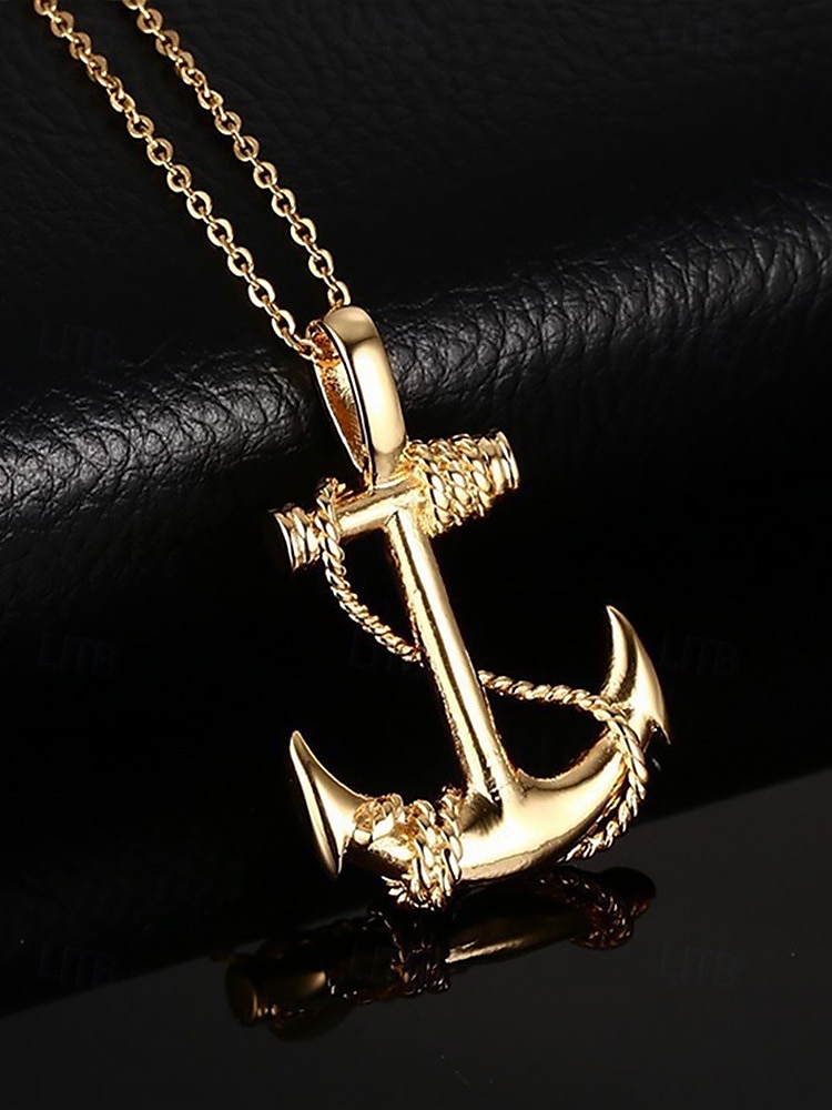 collana con ciondolo a forma di ancora da uomo - gioielli di moda in stile nautico per occasioni casual e formali del 2025 a $8.99 –P4