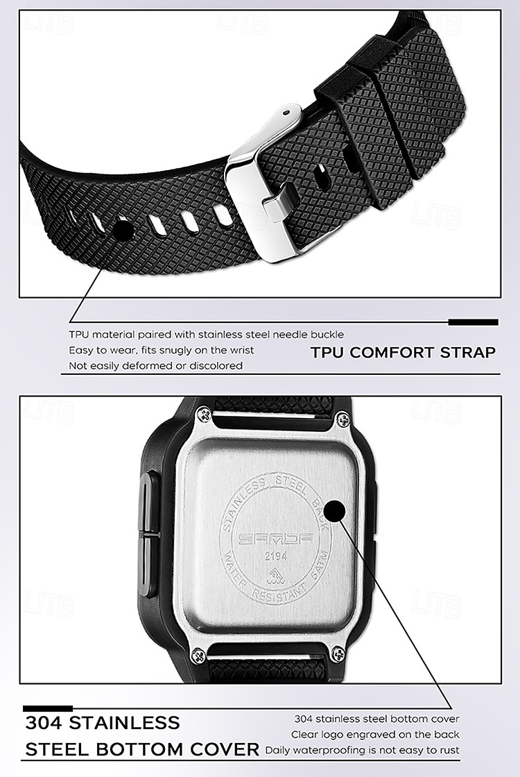 SANDA Men Digital Watch Sports Fashion Casual Business Luminous Alarm Clock Waterproof Decoration TPU Watch 2026 - $26.99 –P19