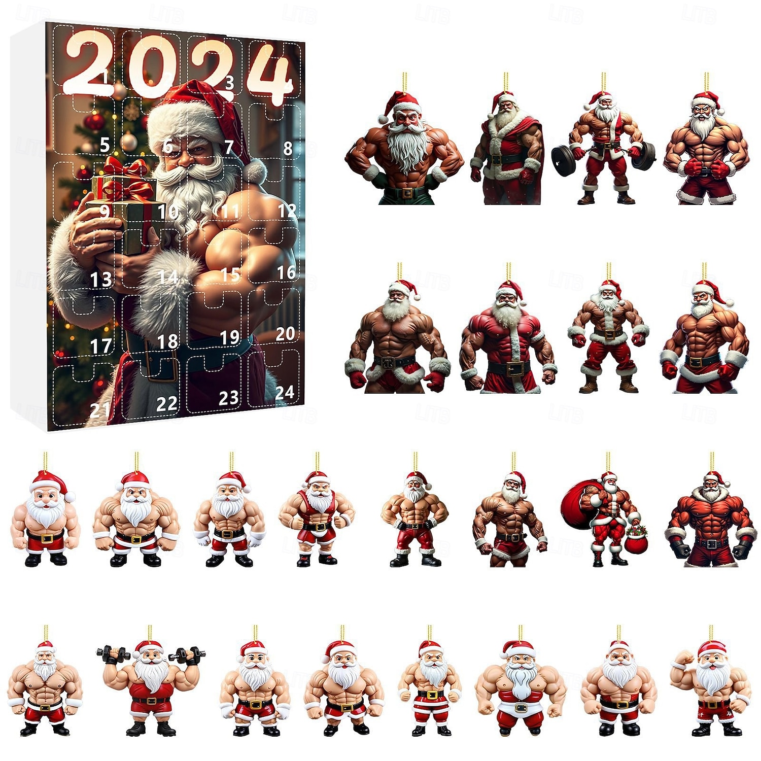 Adventní kalendář 2025 24denní Vánoční odpočítávací kalendář pro děti teenagery dospělé - Vánoční dárky závěsné 2D akrylové přívěsky dekorace na Vánoční stromeček 2025 - $21.99 –P5
