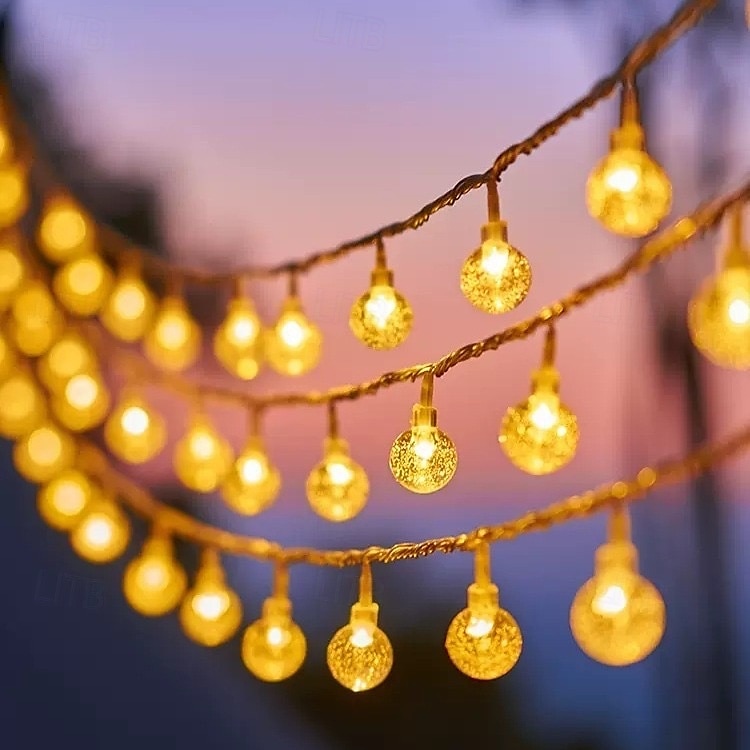 luci di natale a forma di palla di cristallo, luci di fata a forma di bolla, 5 m, 50 LED, alimentate a batteria, ghirlande, luci per albero di natale, capodanno, festa, casa, giardino, balcone, del 2025 a $12.99 –P5
