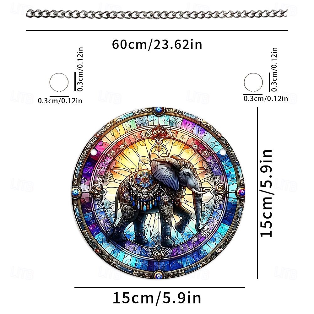 cartello da parete rotondo in alluminio art nouveau elefante 8x8" - uv &resistente ai graffi, facile da appendere, decorazione per il soggiorno del 2025 a $5.49 -P2