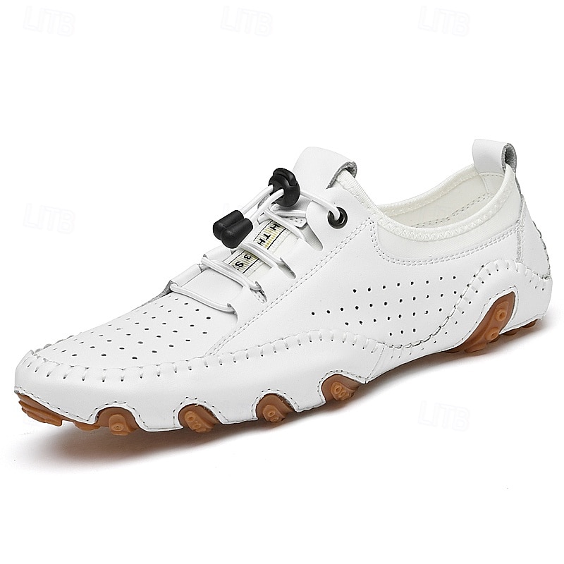 Men's White Perforated Casual Shoes with Hand-Stitched Detailing, Breathable Mesh Upper and Comfortable Slip-On Design 2025 - $54.99 –P4