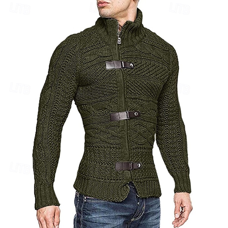 Homens Sueter Cardigan Suéter Cortado Suéter com zíper Suéter de malha Estriado Tricotar Padrão Tecido Colarinho Chinês Moda Clássico Roupa Diária Encontro Roupa Outono & inverno Preto Branco S M L de 2025 por $36.99 –P7