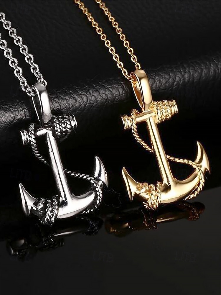 collana con ciondolo a forma di ancora da uomo - gioielli di moda in stile nautico per occasioni casual e formali del 2025 a $8.99 –P1