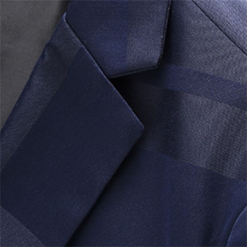 Men's Blazer Business Cocktail Party Wedding Party Fashion Casual Spring &  Fall Polyester Jacquard Pocket Buttons Comfortable Single Breasted Blazer Black Burgundy Dark Navy 2026 - $60.99 –P8