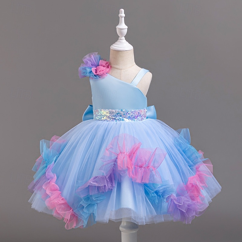 kinderkleidung Mädchen Party Kleid Feste Farbe Blume Ärmellos Besondere Anlässe Modisch Prinzessin Polyester abendkleider Sommer Frühling 2-8 Jahre Mehrfarbig Gelb Rosa 2025 - $35.99 –P7