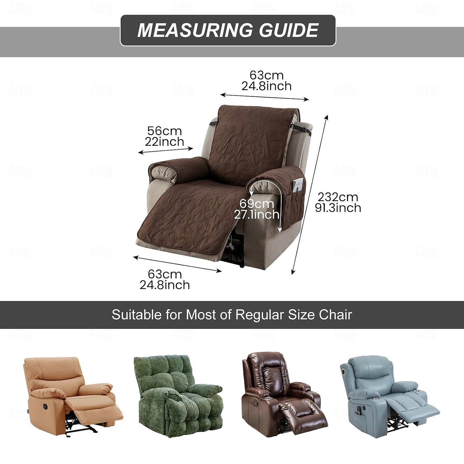 Pokrowce na fotele rozkładane w 100% wodoodporne, antypoślizgowe pokrowce na fotele rozkładane z kieszenią, zmywalny pikowany ochraniacz na meble rozkładane dla dzieci i zwierząt 2026 - $35.99 –P1