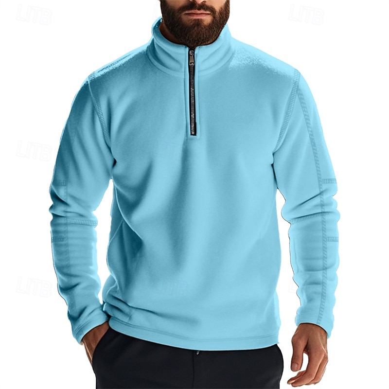 Herre Genser Polarfleece Kvart glidelås genser Svart Militærgrønn Kakifarget Mørkegrå Lyseblå Halv glidelås عادي Sport & Utendørs Daglig Ferie Polyester Gatemote Grunnleggende Fritid Høst vinter Klær 2026 - $27.99 –P15