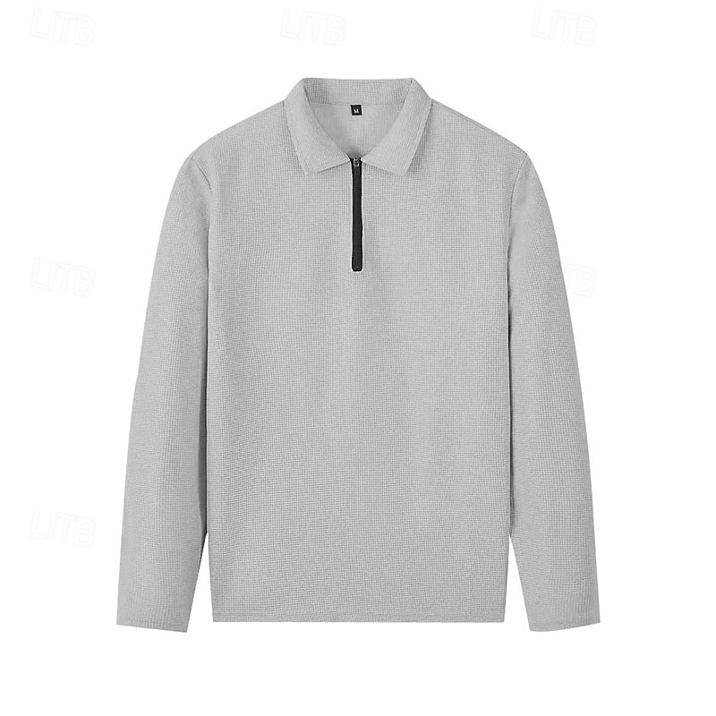 Miesten Vohveli poolopaidat Quarter Zip Polo Päivittäin Pyhäpäivä Neljänneksen postinumero Pitkähihainen Muoti Moderni Tavallinen 2-osainen 봄 & Syksy Normaali Musta Valkoinen Sininen Khaki Vaalean 2025 - $34.99 –P10
