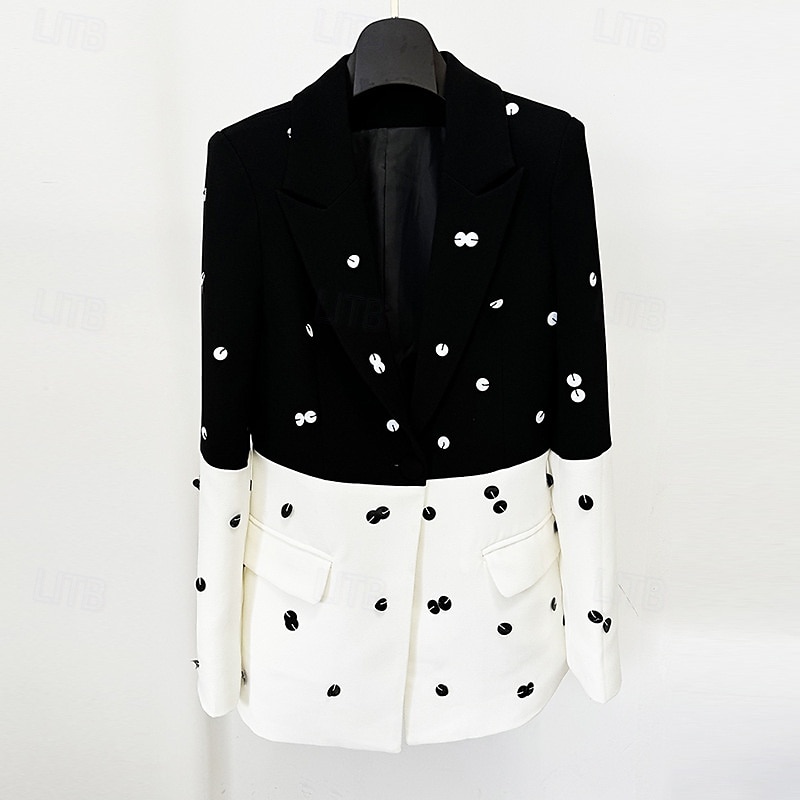 Black White Blazer Tuxedo Dress Two Piece Suits Mermaid Cocktail Color Block Dress Formal Wedding Ankle Length Long Sleeve Shirt Collar  with Glitter Tassel Dresses 2025 - $197.99 –P3