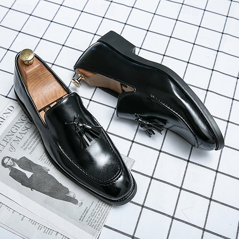 Rote Loafer aus Kunstleder für Herren mit Quastendetail – elegante Schlupfschuhe für formelle Anlässe und das Büro 2025 - $46.99 –P4
