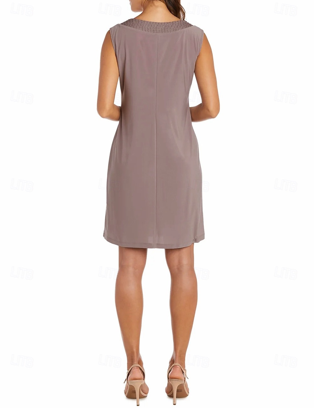 Sheath  Säulen Kleid Strandhochzeitsanzug Mutter der Braut Kleid Eleganter Vintage Schmuckhals Knielang Chiffon 3/4 Länge Ärmeln Jacke Kleider mit Band  Schleife Einfarbig 2025 - $169.99 –P4
