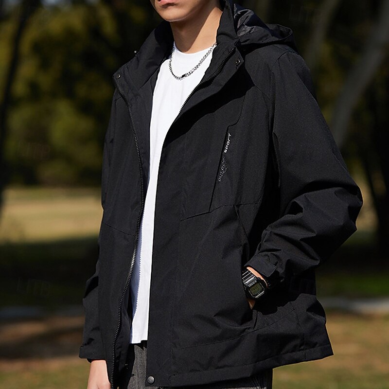 Herren Soft Shell Jacke Wanderjacke Draussen Windundurchlässig Wasserdicht Leichte Jacke Windbreaker-Jacke Reisen Dunkelgrau Schwarz Elfenbein Gelb Rot 2025 - $39.99 –P3