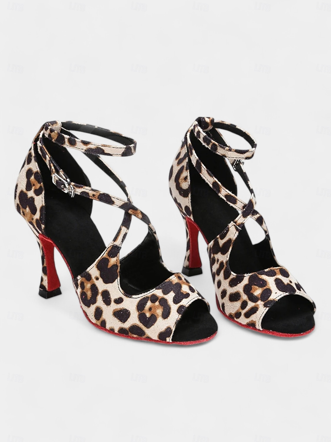 Latein-Tanzschuhe für Damen in Goldglitzer mit überkreuzten Riemen, weicher Wildledersohle und offenem Zehenbereich – High-Heel-Performance-Schuhe für Salsa, Tango und Gesellschaftstanz 2025 - $46.99 –P3