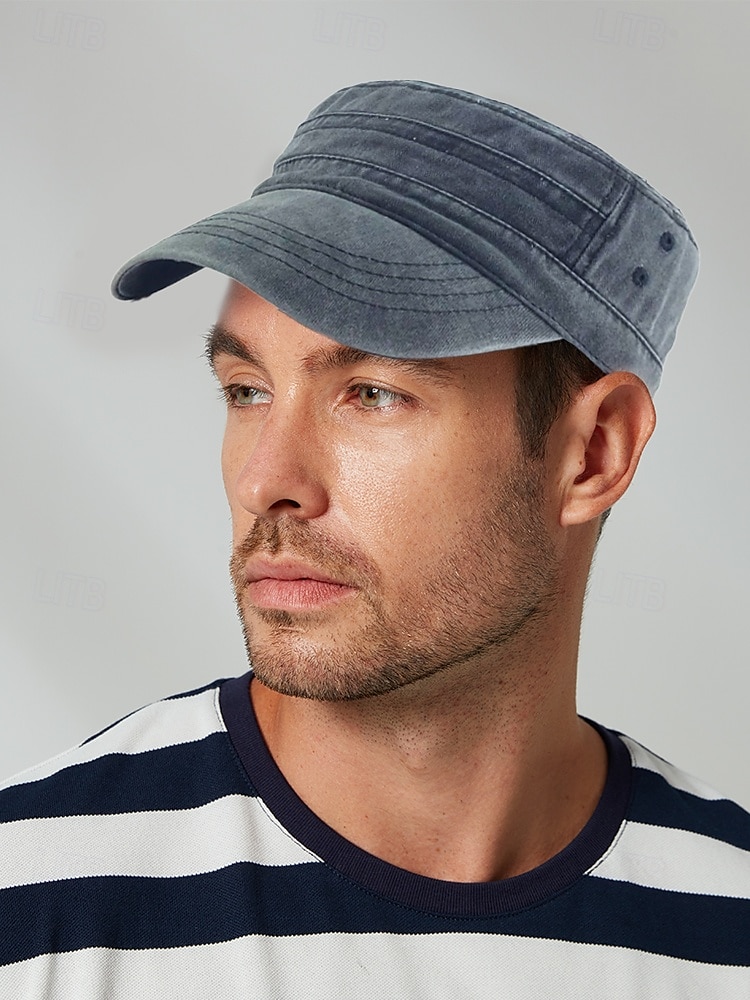 Militär-Kadettenmütze im gewaschenen Vintage-Stil für Herren – lässige, verstellbare Unisex-Armeemütze für den Außenbereich 2025 - $11.99 –P1