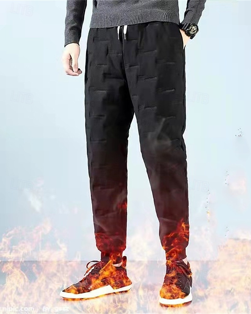 Men's Sherpa Fleece Pants Sweatpants Joggers Trousers Pocket Drawstring Elastic Waist Plain Comfort Warm Sports Outdoor Daily Fashion Casual Black 1# Black Micro-elastic 2026 - $16.49 –P1