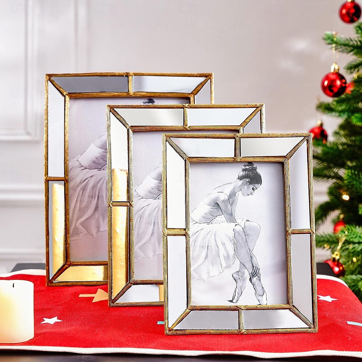 Mirror-Edged Resin Photo Frame, 6x8 Inch Decorative Display Frame for Tabletop, Stylish Accent for Home and Office Décor 2025 - $16.99 –P5