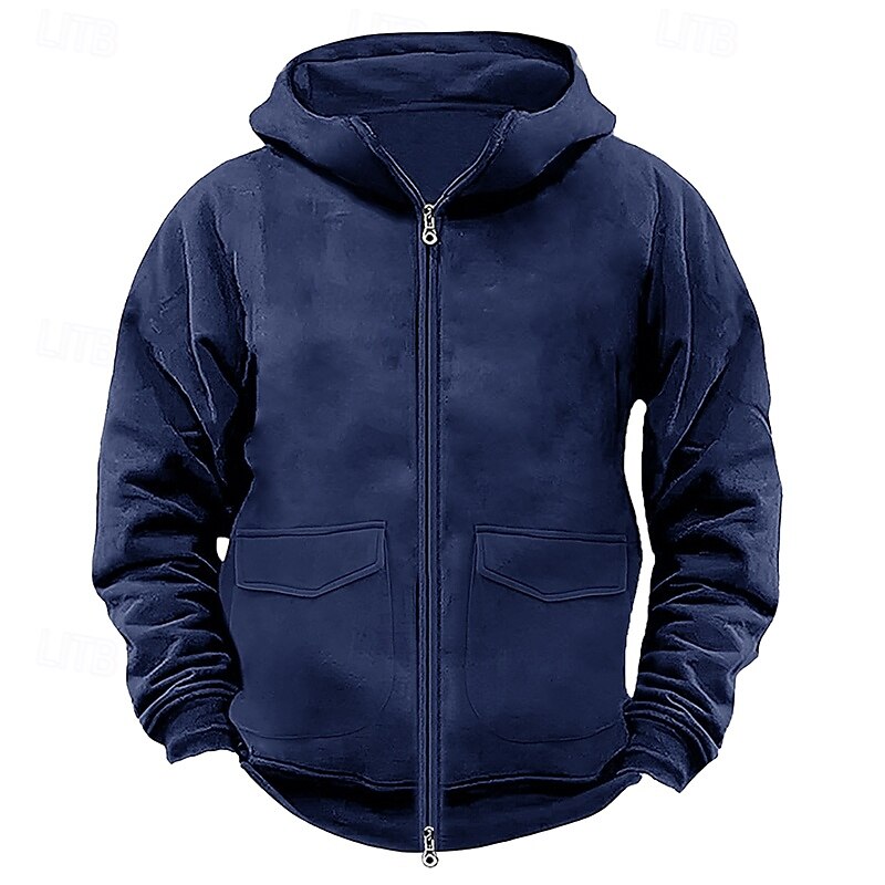 Per uomo Felpa con cappuccio Felpa con cappuccio a zip intera Felpa con cappuccio tattica Nero Blu marino Cachi Grigio Con cappuccio Liscio Compatto Sportivo Giornaliero Streetwear Fantastico del 2025 a $41.99 –P4
