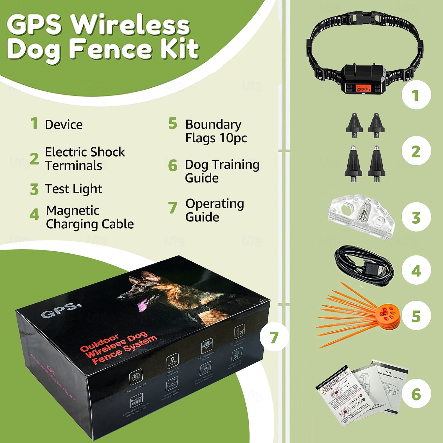 gps guler de gard pentru câini electric portabil fără fir actualizat ai recunoaștere a scenei gard pentru câini rază de avertizare reglabilă 33-999 de metri electric inteligent reîncărcabil 2025 - $142.99 –P12