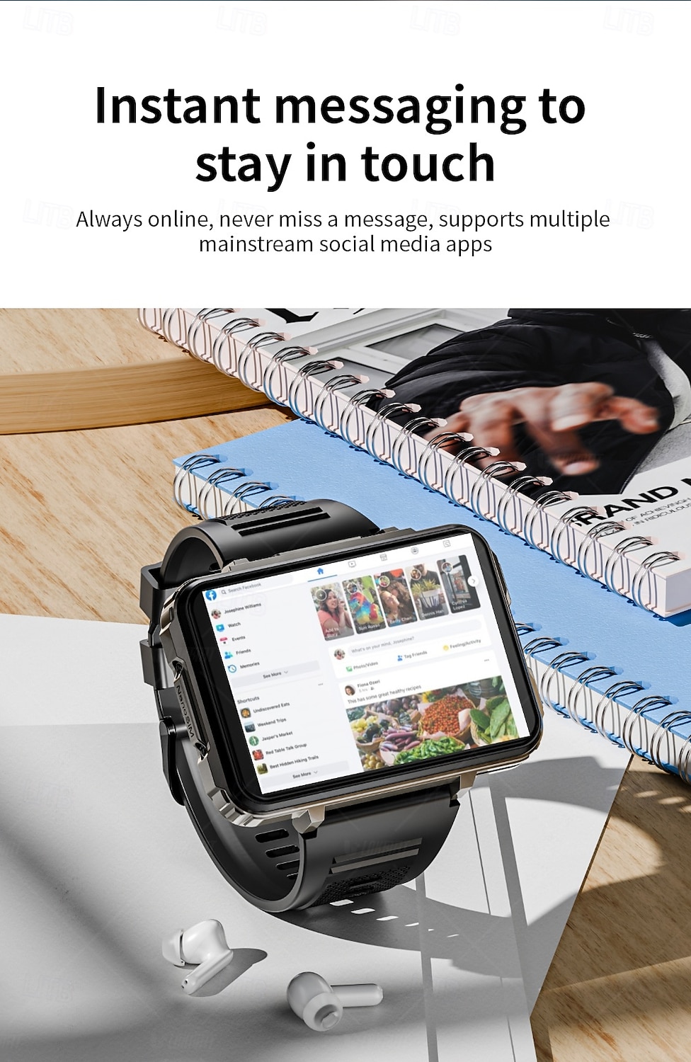 LOKMAT APPLLP 5 MAX Умные часы 2.4 дюймовый Смарт-часы-телефон 3G 4G Bluetooth Педометр Напоминание о звонке Датчик для отслеживания сна Совместим с Android iOS Женский Мужчины GPS 2025 - $231.99 –P9