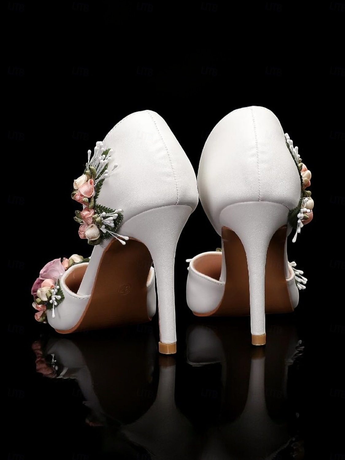 Women's White Bridal D'Orsay Stiletto Heels – Pointed Toe Wedding Pumps with 3D Floral Embellishment for Garden & Church Weddings 2026 - $59.99 –P13