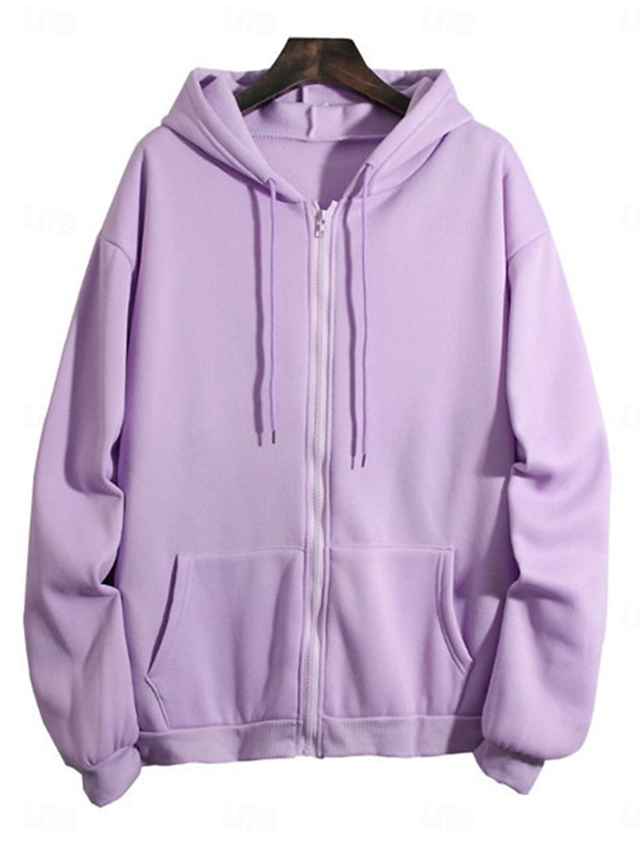 Women's Hoodie Sweatshirt Casual Street Dailywear Hoodie Zip Up Front Pocket Long Sleeve Pink Purple Beige Fall Winter 2025 - $24.99 –P1