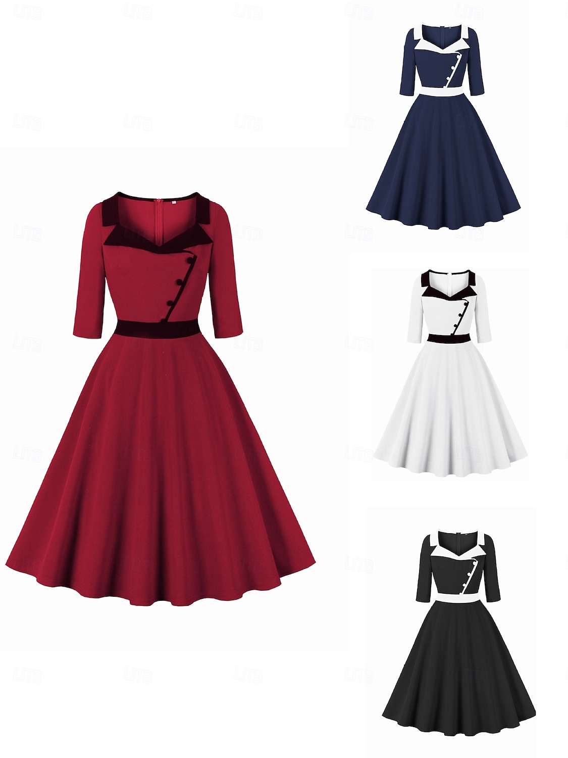 Retro Vintage 1950er Vintage-Kleid Kleid A-Linie Damen Karneval Neujahr Maskerade Alltagstauglich Junggesellinnenabschiedsparty Erwachsene Kleid 2025 - $37.99 –P1