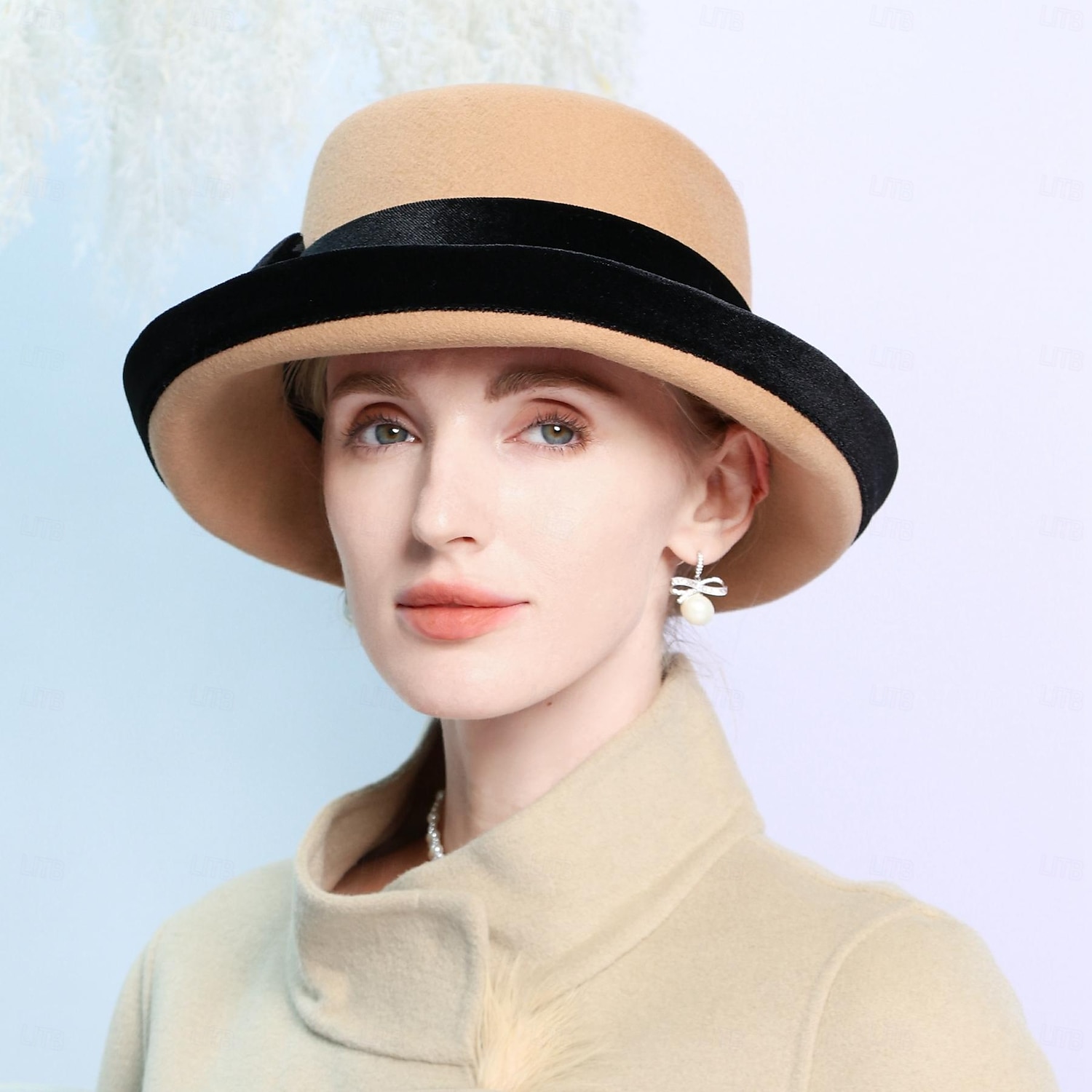 Palarie 100% Lână Pălărie Vară Pălărie Nuntă Petrecere ceai Elegant Nuntă Cu Funde Despicare Diadema Articole Pentru Cap 2025 - $44.99 –P8