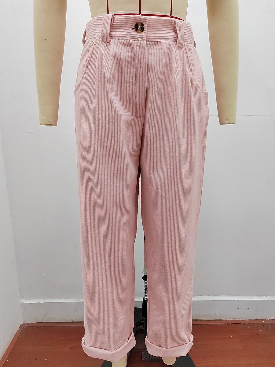 Per donna Chino Lunghezza intera Tinta unica Esercito verde Rosa Cachi Primavera & Autunno del 2025 a $24.99 –P4